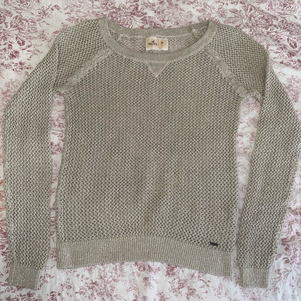 Light Gold Knit Crewneck Sweater - Women